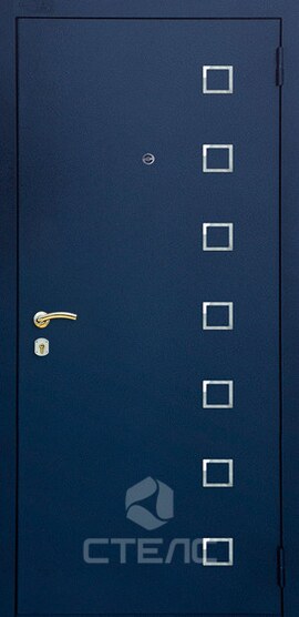Дверь входная Лаура Blue 510-174 порошковое напыление с МДФ-ПВХ 2-К утеплённая + Молдинг (7 шт.) + Зеркало (большое) фото
