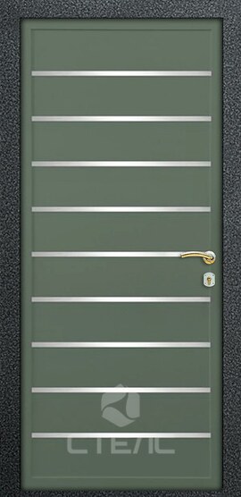 Стальная входная дверь Note Black/Grey МДМ- 456-020 с МДФ отделкой 2-К с терморазрывом + Нержавеющая полоса + Молдинг фото