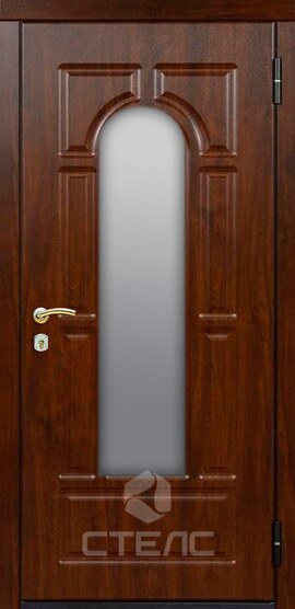Входная  металлическая дверь Taler light Double Орех/ белый  в квартиру с отделкой МДФ + Стеклопакет (средний) фото