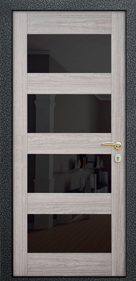 Двери Металлическая дверь МДФ + Молдинг + Вставка из стекла фото