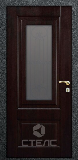 Дверь входная Сорренто Тик Brown Double МДСК- 769-347 с МДФ-панелями 2-К утеплённая + Ковка + Стеклопакет (средний) фото