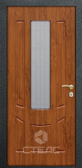 Железная входная дверь Катрин Орех Double МДСК- 610-901 декорированная МДФ 2-К утеплённая + Ковка + Стеклопакет (средний) фото