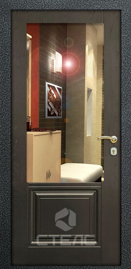 Металлическая входная дверь Вектор Grey ПЗ- 627-631 с отделкой МДФ-ПВХ с 2-х сторон (с зеркалом) 3-К с шумоизоляцией + Зеркало (маленькое) фото