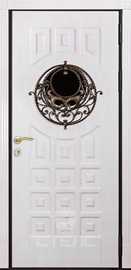 Стальная входная дверь Белуга Альмерия White Double МДСК- 210-562 с панелью МДФ 2-К утеплённая + Ковка + Стеклопакет маленький фото