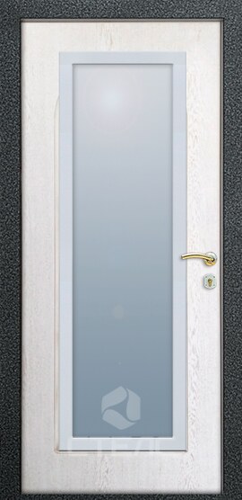 Металлическая входная дверь 038-291 белая порошковая 2-К с терморазрывом + Стеклопакет большой + Ковка фото