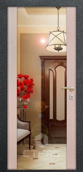 Входная квартирная дверь Гарант Red 132-599 порошковое напыление  с терморазрывом + зеркало фото