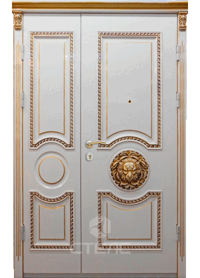 Стальная входная дверь Флавия белая в квартирус панелью МДФ-ПВХ с 2-х сторон (с зеркалом) 2-К с терморазрывом + Зеркало (большое) фото
