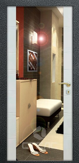Металлическая входная дверь Classic Brown ПЗ- 234-597 с накладкой МДФ-ПВХ с 2-х сторон 2-К утеплённая + Зеркало (большое) фото