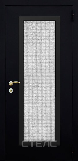 Стальная входная дверь 704-922 с порошковым напылением 2-К утеплённая + Армированное стекло (Большое) фото