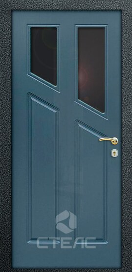 Стальная входная дверь Krakow Grey Double МДС- 369-125 с МДФ 2-К утеплённая + Стеклопакет маленький фото