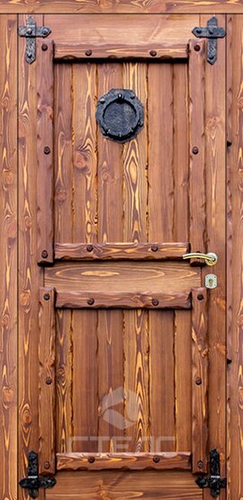 Дверь входная  из массива сосны 2-К утеплённая | Артикул 153-723 фото