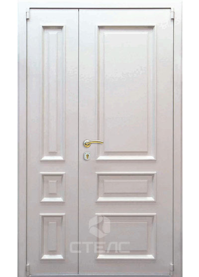 Стальная входная дверь  в квартиру белая МДФ 2-К с терморазрывом фото