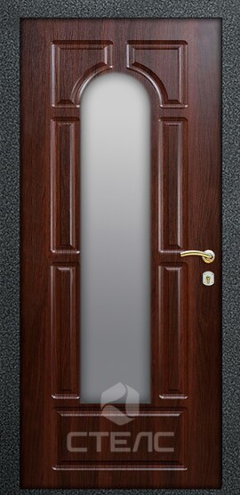 Дверь входная 411-872 порошковая с ковкой и стеклом 3-К с шумоизоляцией + Ковка + Стеклопакет (средний) фото
