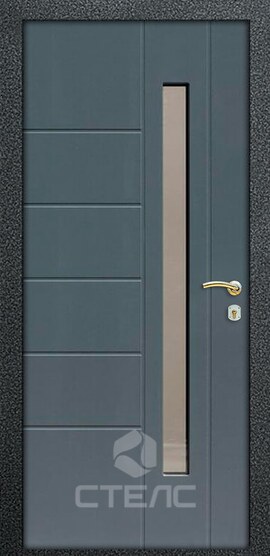Стальная входная дверь Fabia Grey Double МДС- 289-079 МДФ 2-К утеплённая + Стекло (среднее) фото