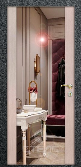 Дверь входная Монарх ПЗ- 453-488 из МДФ-ПВХ 3-К с шумоизоляцией + Зеркало (большое) фото