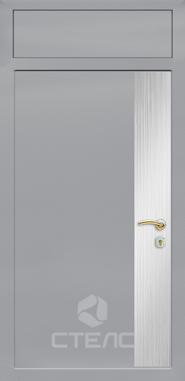 Дверь входная 802-266 Порошковая с фрамугой 2-К утеплённая + Декоративный отбойник (вертикальный) + Верхняя фрамуга фото