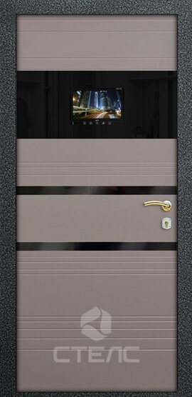 Металлическая входная  дверь Арчер Grey Double ПМ- 976-543 с накладкой МДФ-ПВХ 2-К утеплённая + Монитор ACV AVM-707 + Молдинг фото