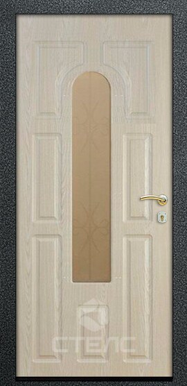 Стальная входная дверь ВЕЖА Орех/White Double МДС- 117-443 с МДФ 2-К с терморазрывом + Ковка + Резьба + Стеклопакет (средний) фото