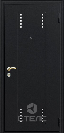 Стальная входная дверь Люций Black 077-994 порошковое напыление с МДФ-ПВХ 2-К с терморазрывом + Зеркало (большое) фото