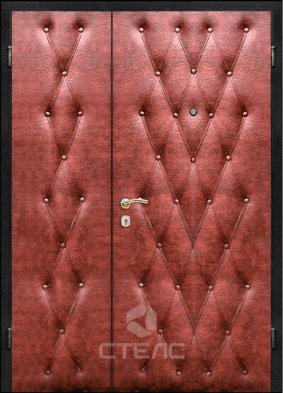 Входная дверь  обшитая винилискожей двупольная дутая 2-К утеплённая — Артикул 510-205 фото