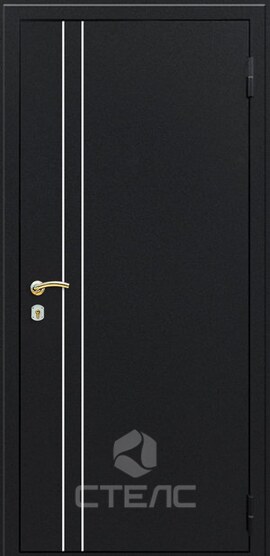 Железная входная дверь Люкс Black 903-121 полимерная + МДФ-ПВХ 2-К утеплённая + Зеркало (большое) фото