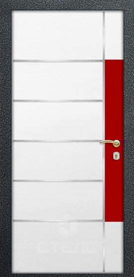 Входная дверь Таллин White/Red Double МДМ- 249-572 с МДФ панелью 2-К утеплённая + Молдинг фото