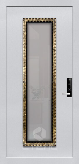 Входная  металлическая дверь с установкой  в коттедж полимерная двухконтурная + Стеклопакет большой + Ковка фото