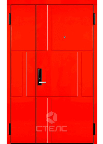 Стальная для технических помещений дверь 384-510 порошковое напыление с створкой конструкция 2-К + Выдавливание фото