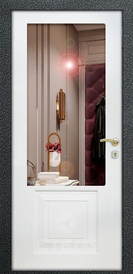 Стальная входная дверь Прато Вишня ПЗ- 239-897 с МДФ-ПВХ облицовкой 2-К утеплённая + Зеркало (маленькое) фото