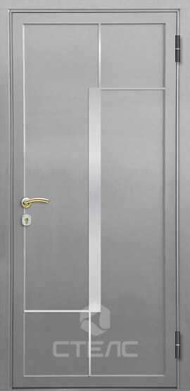 Металлическая входная дверь 185-500 с порошковым напылением + МДФ 2-К утеплённая + Нержавеющая полоса + Молдинг фото