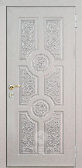 Стальная входная дверь Флавия White ПЗ- 634-776 с панелью МДФ-ПВХ с 2-х сторон (с зеркалом) 2-К утеплённая + Зеркало (большое) фото